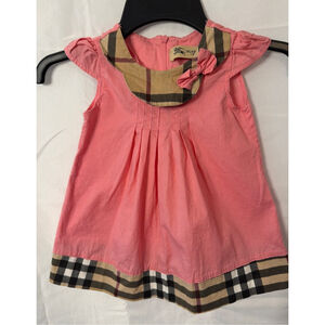 Burberry London Baby Dress Pink with Classic Plaid Trim Luxury Old Money Size 1